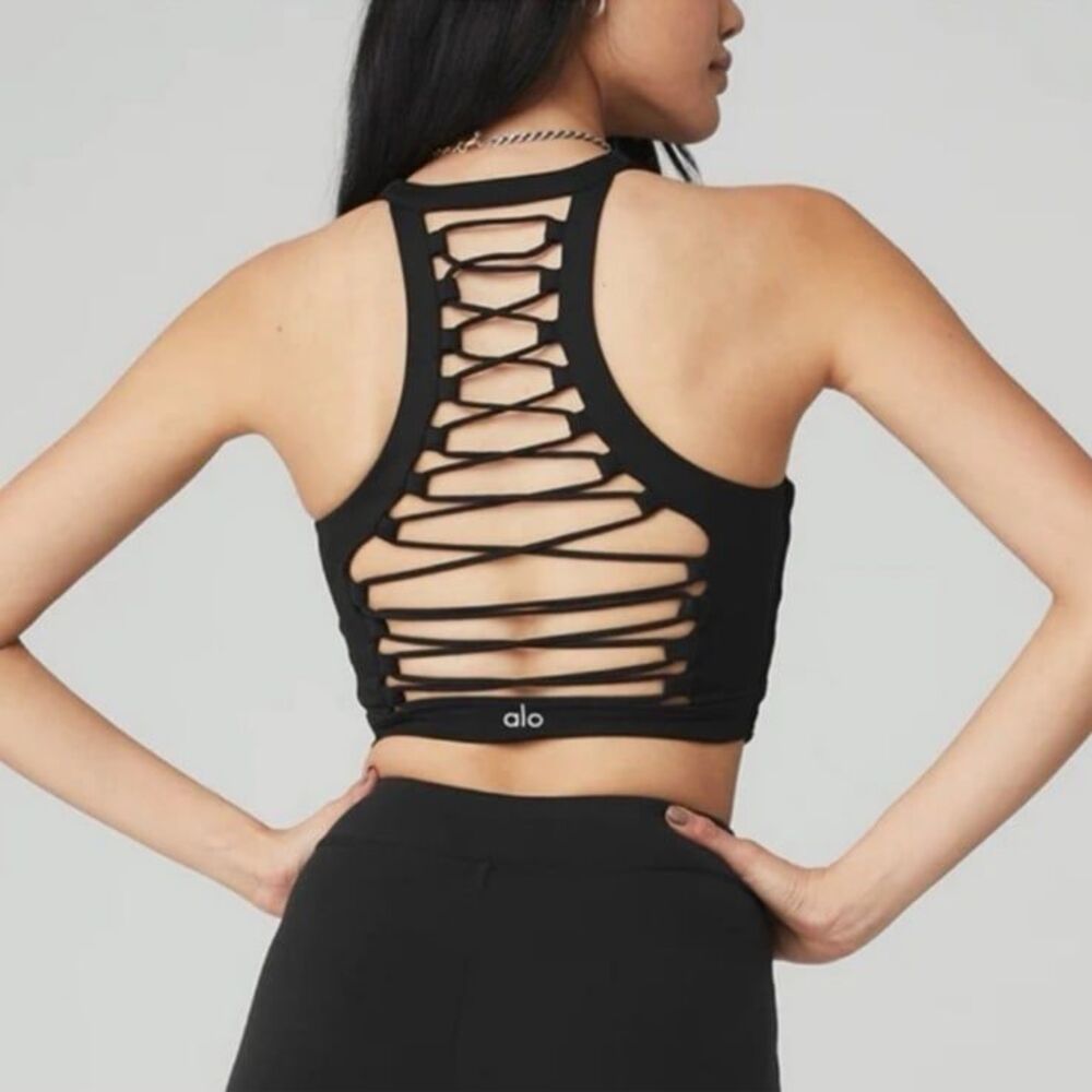 Alo Yoga movement strappy lace up longline sports bra